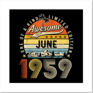 Awesome Since June 1959 Vintage 64th Birthday Posters and Art